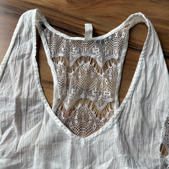 Free People Intimately Lace Trim Flowy Tank New without Tags‎ Size Large White - Picture 9 of 10